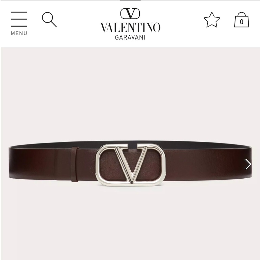 NWT men’s Valentino vlogo calfskin belt in brown